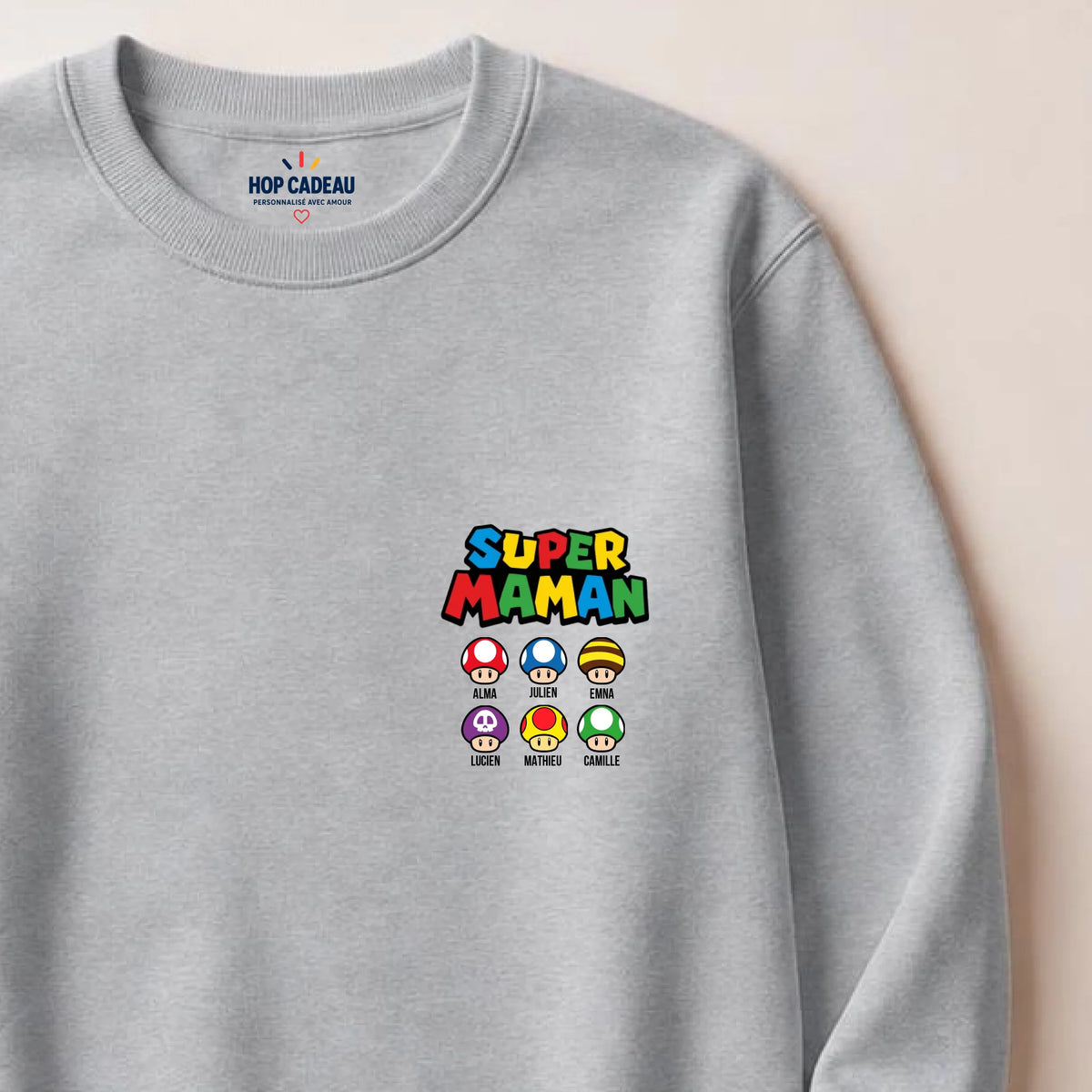 Sweat à capuche Super Maman personnalisé – Prénoms des enfants – vue 19
