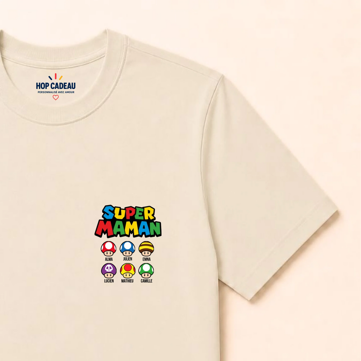 Sweat à capuche Super Maman personnalisé – Prénoms des enfants – vue 38