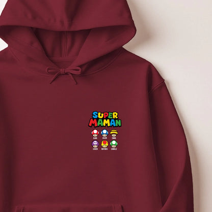 Sweat à capuche Super Maman personnalisé – Prénoms des enfants – vue 6