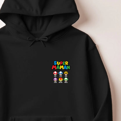 Sweat à capuche Super Maman personnalisé – Prénoms des enfants – vue 9