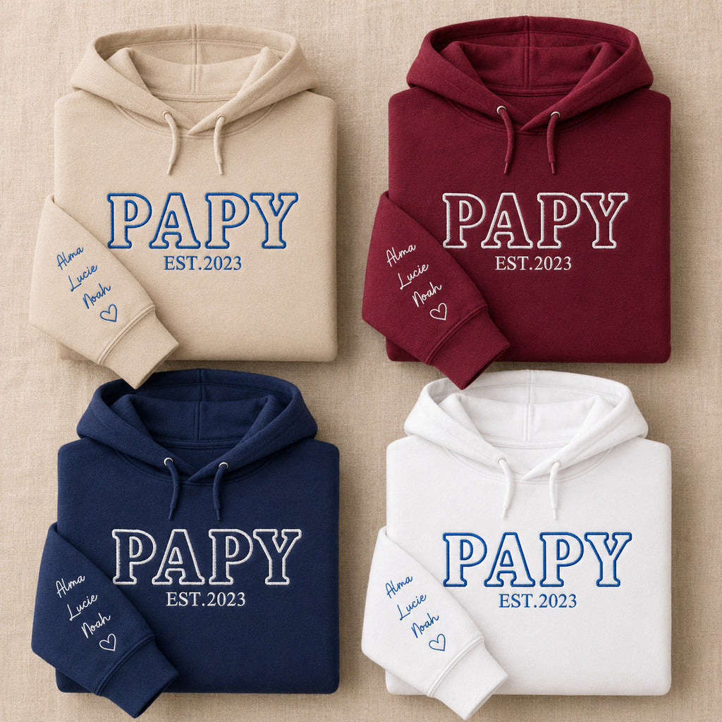 Sweat à capuche personnalisé papy brodé - Futur grand-père – vue 2