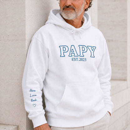 Sweat à capuche personnalisé papy brodé - Futur grand-père – vue 4