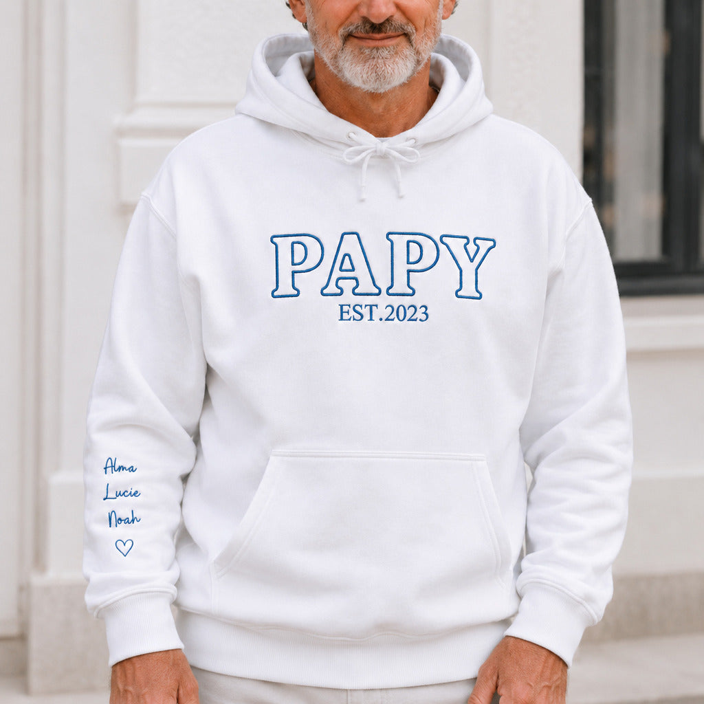 Sweat à capuche personnalisé papy brodé - Futur grand-père