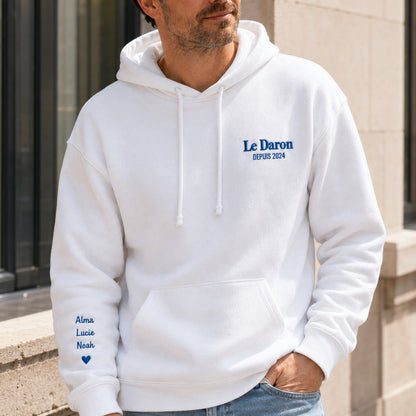 Sweat à capuche personnalisé papa - Le Daron depuis – vue 3