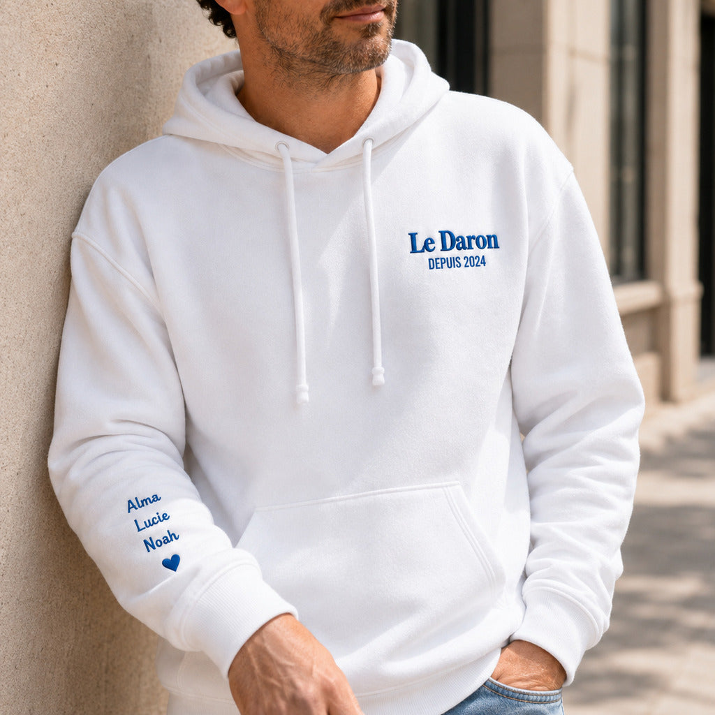 Sweat à capuche personnalisé papa - Le Daron depuis – vue 4