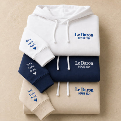 Sweat à capuche personnalisé papa - Le Daron depuis