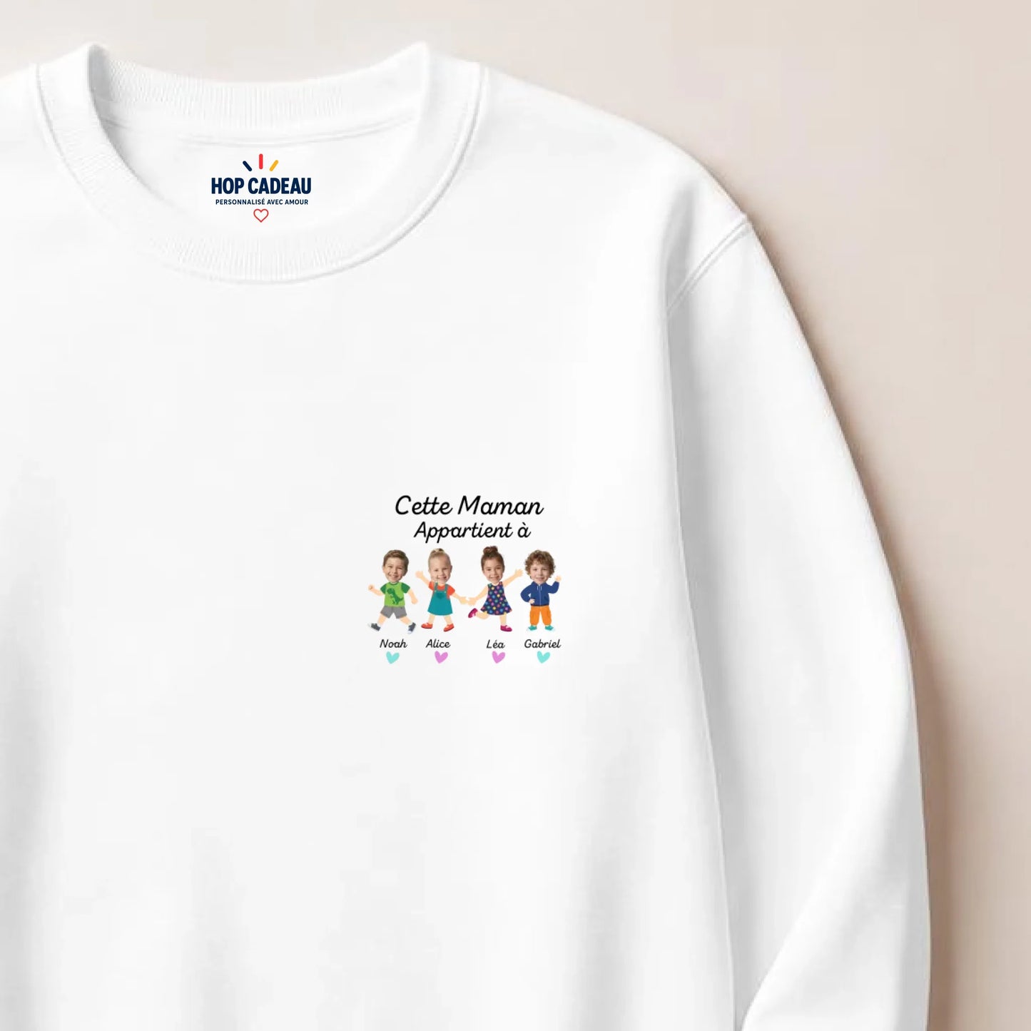 Sweat à capuche personnalisé maman - Portraits de ses enfants – vue 13