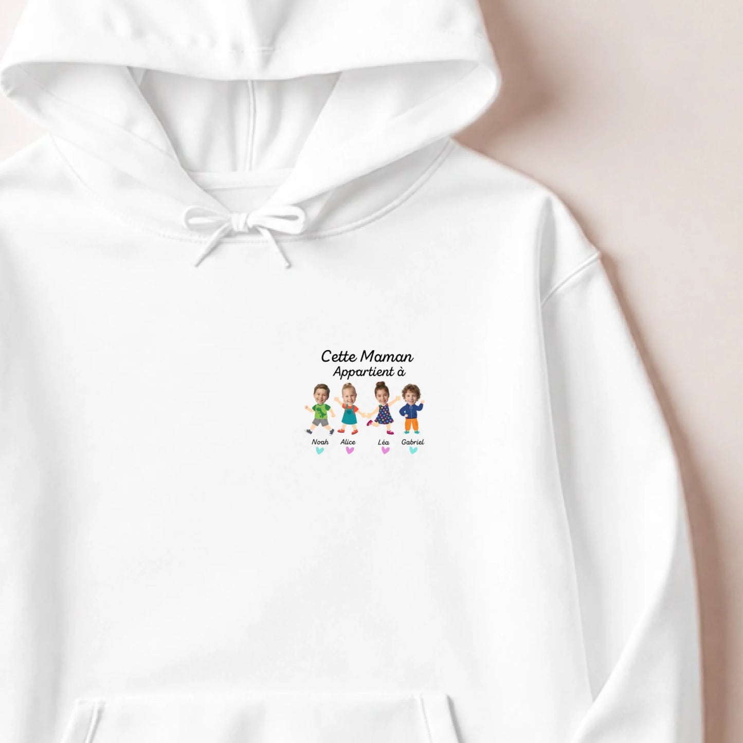 Sweat à capuche personnalisé maman - Portraits de ses enfants – vue 4