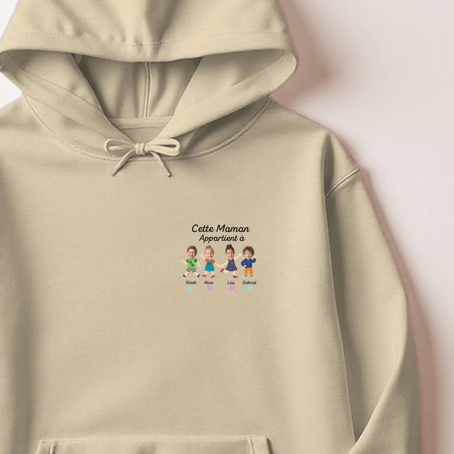 Sweat à capuche personnalisé maman - Portraits de ses enfants – vue 5