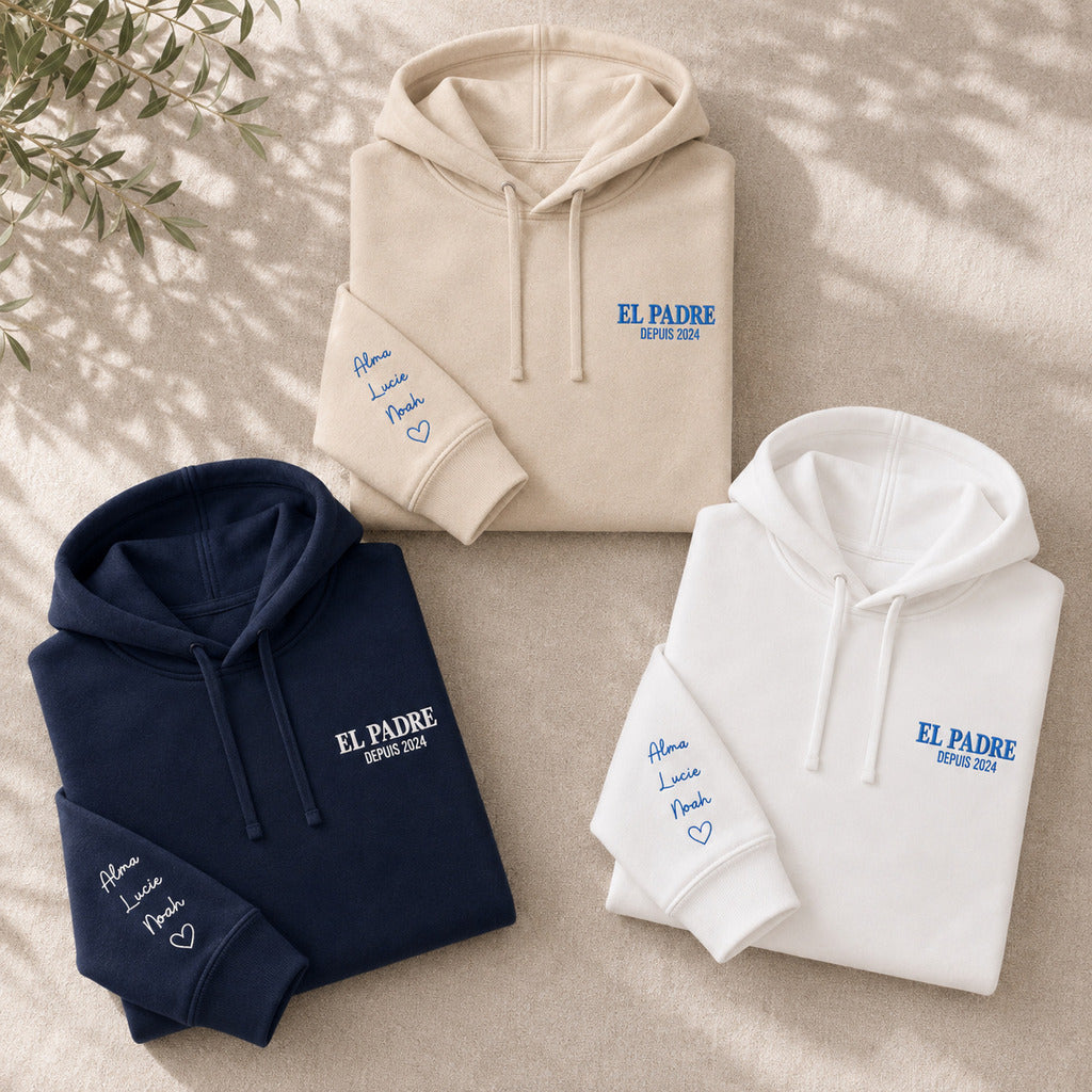 Sweat à capuche personnalisé papa brodé - El Padre – vue 46