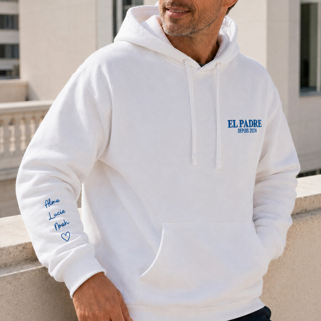 Sweat à capuche personnalisé papa brodé - El Padre