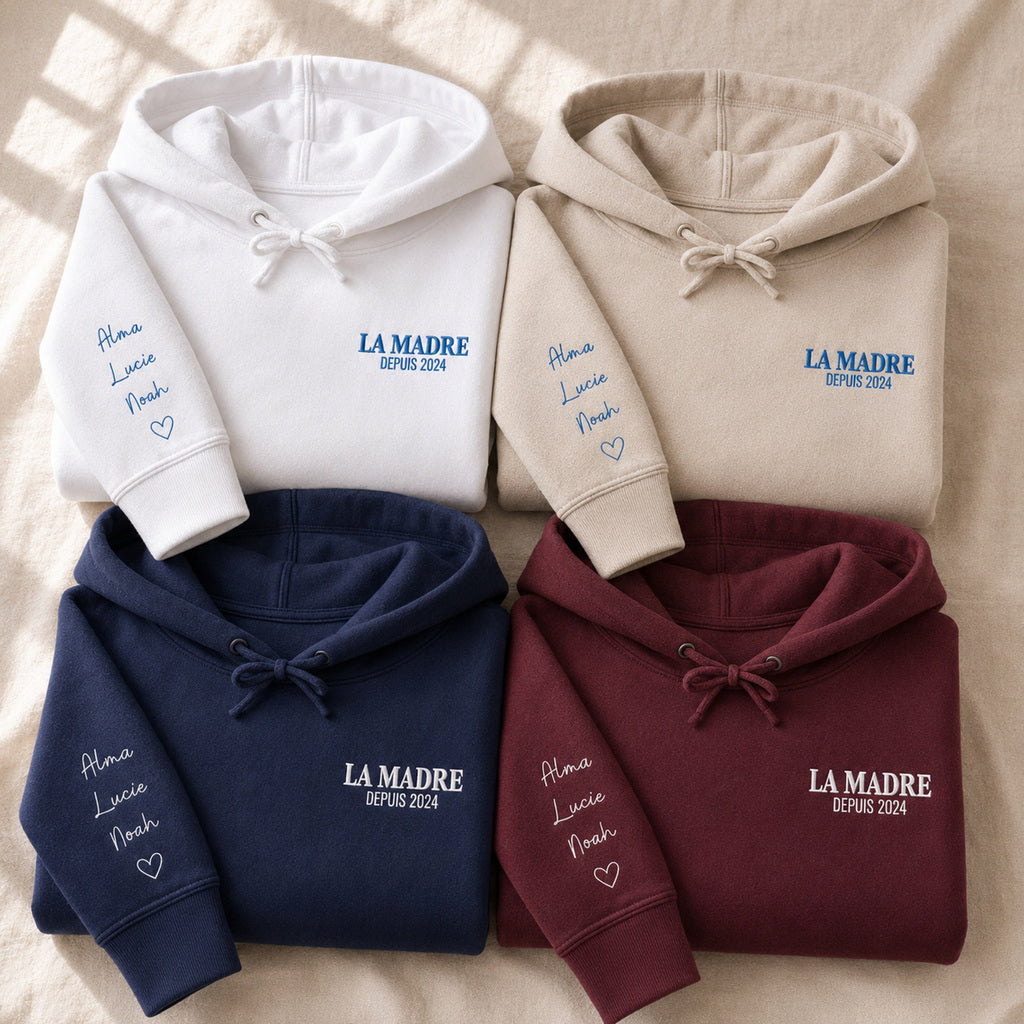 Sweat à capuche personnalisé maman - La Madre depuis avec prénoms – vue 3