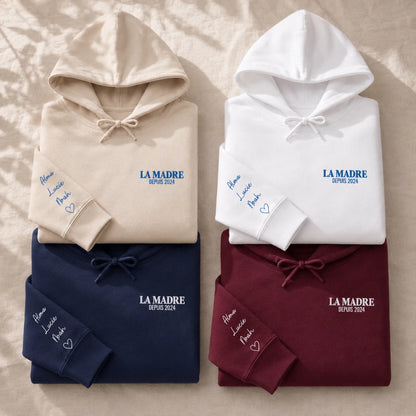 Sweat à capuche personnalisé maman - La Madre depuis avec prénoms – vue 6