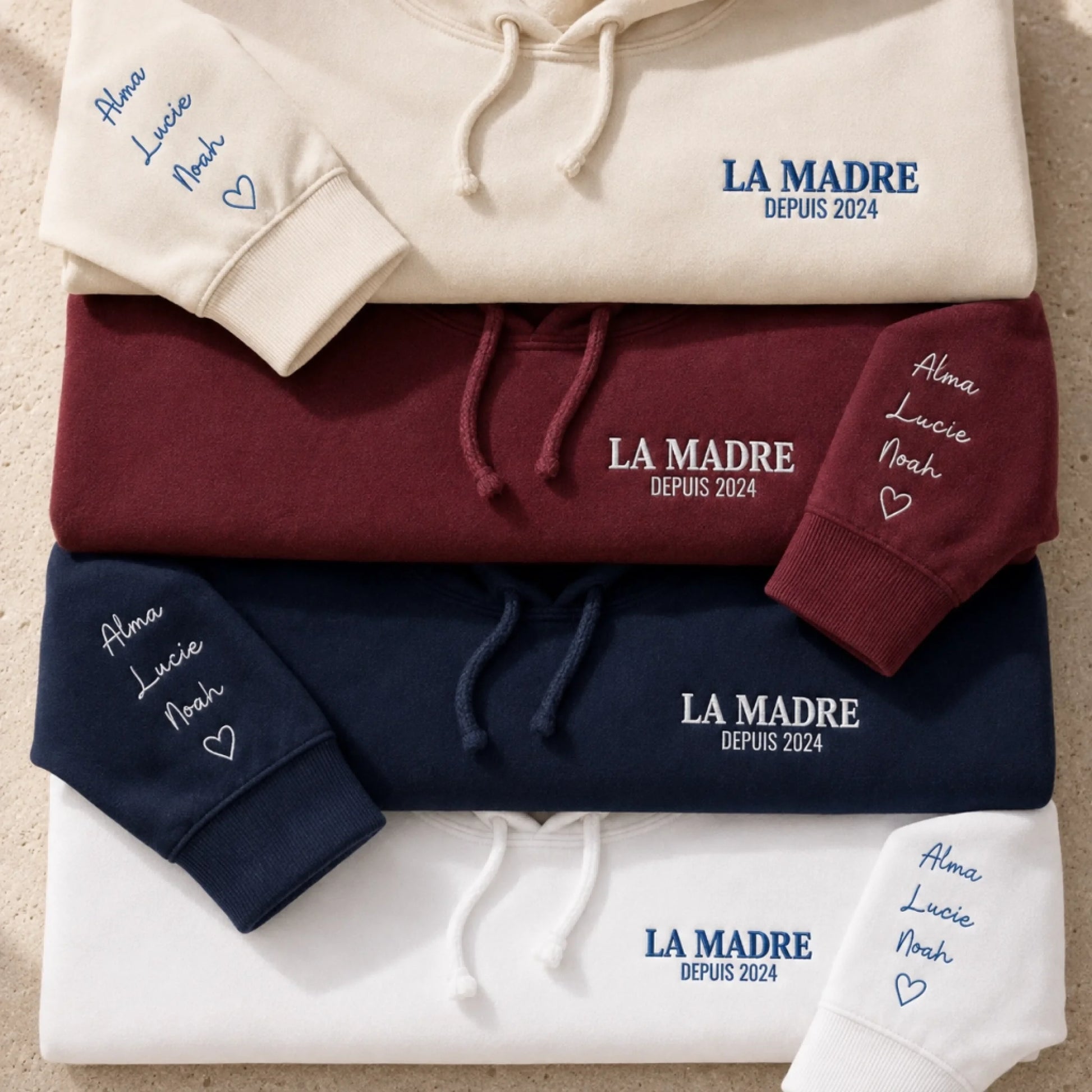 Sweat à capuche personnalisé maman - La Madre depuis avec prénoms