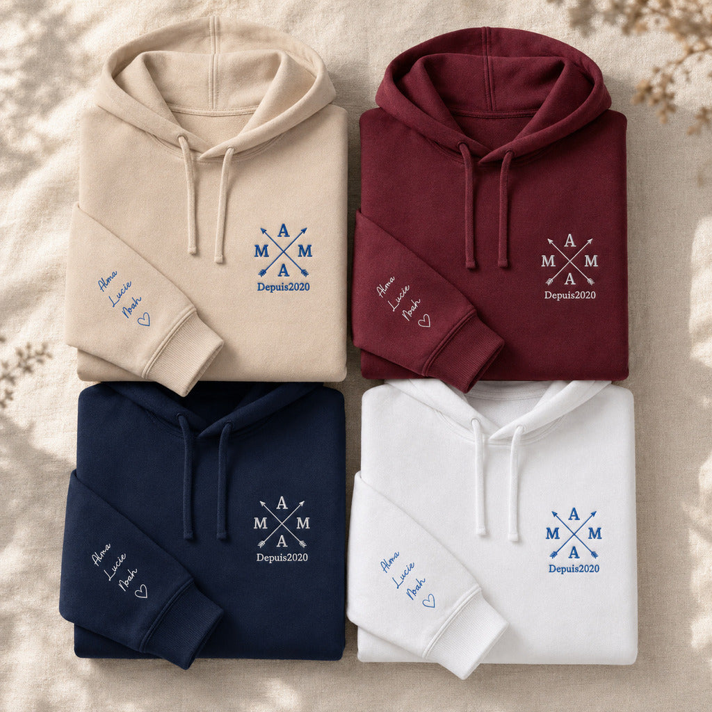 Sweat à capuche personnalisé maman brodé - Mama depuis – vue 2