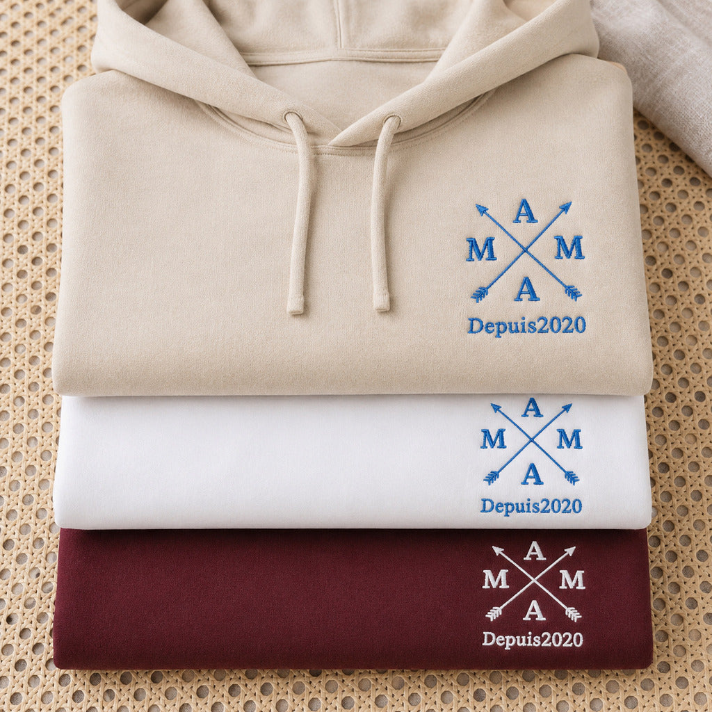 Sweat à capuche personnalisé maman brodé - Mama depuis – vue 3