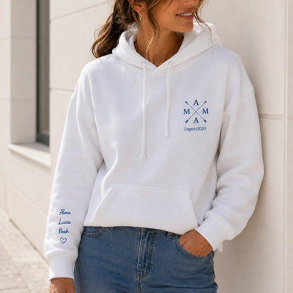 Sweat à capuche personnalisé maman brodé - Mama depuis – vue 4