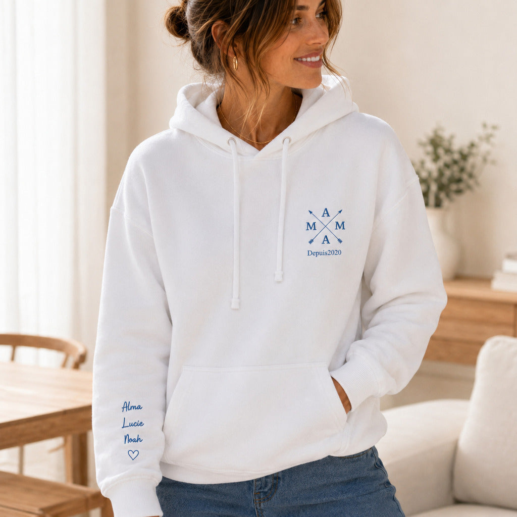 Sweat à capuche personnalisé maman brodé - Mama depuis – vue 5