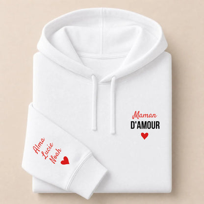 Sweat à capuche personnalisé maman - Maman d’amour – vue 10