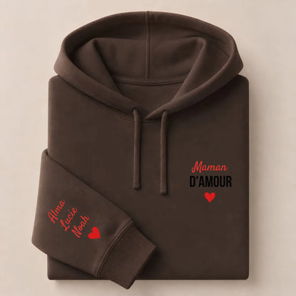 Sweat à capuche personnalisé maman - Maman d’amour – vue 14