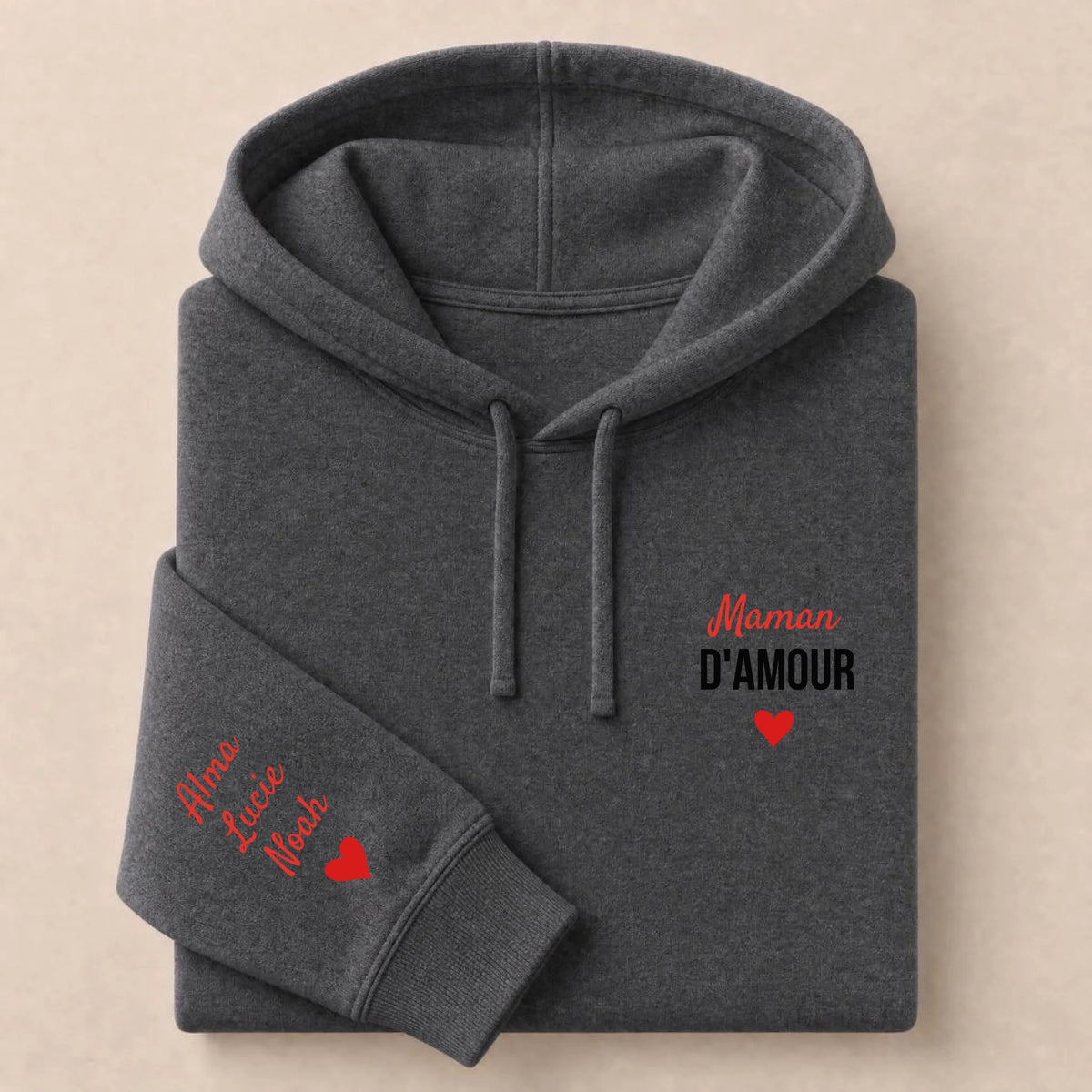 Sweat à capuche personnalisé maman - Maman d’amour – vue 17
