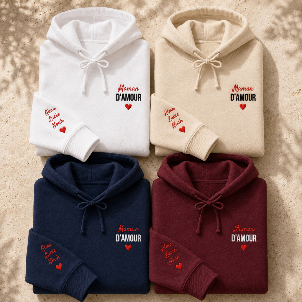 Sweat à capuche personnalisé maman - Maman d’amour – vue 2