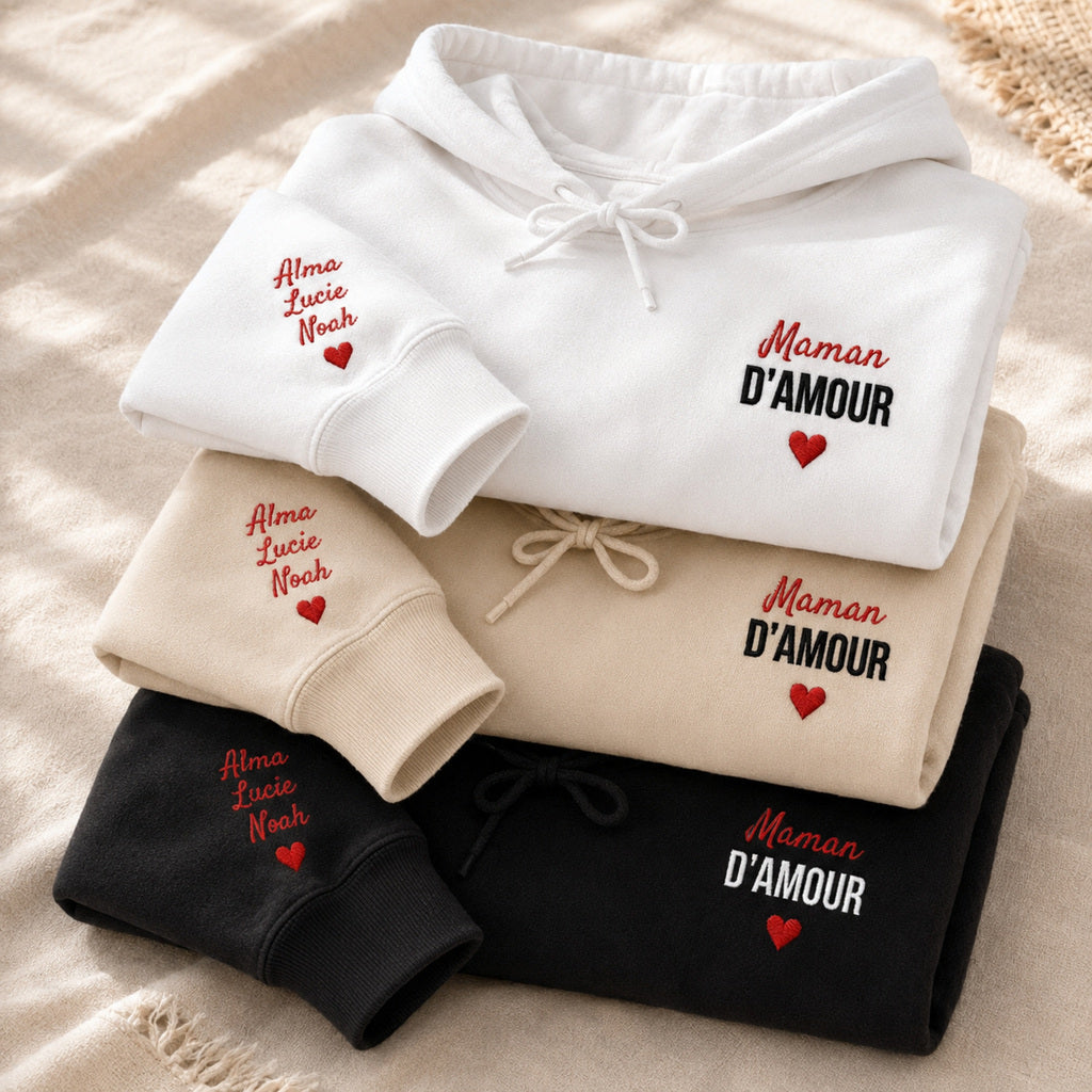 Sweat à capuche personnalisé maman - Maman d’amour – vue 3
