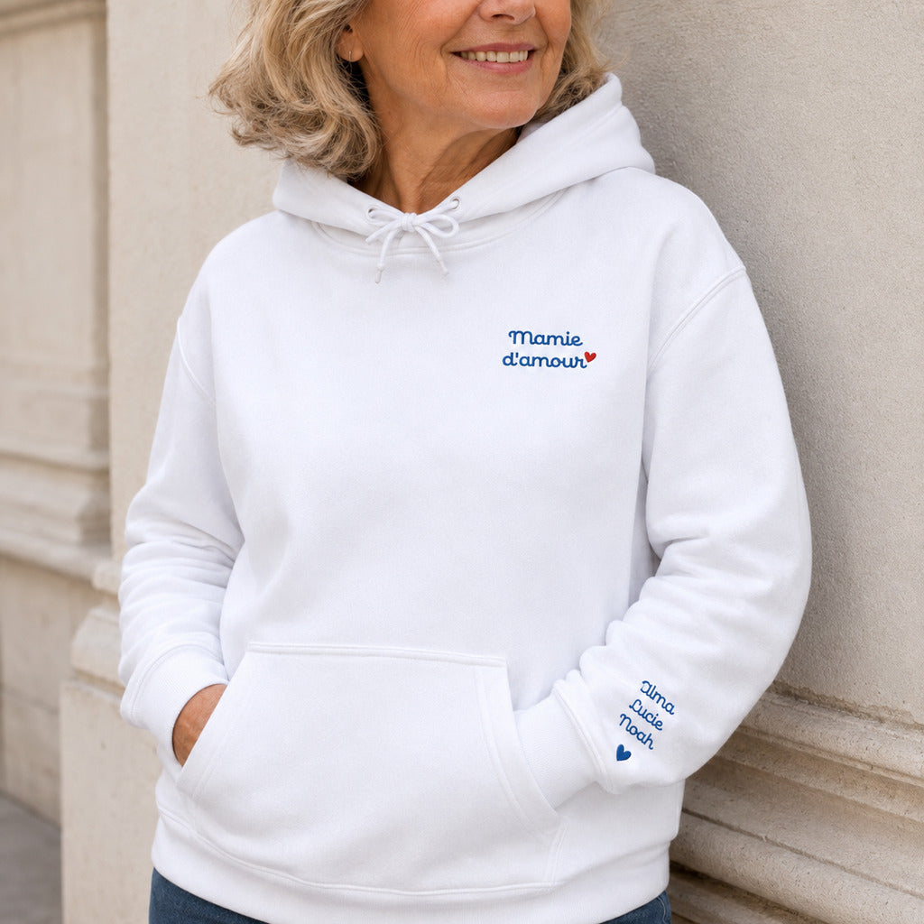 Sweat à capuche personnalisé mamie - Mamie d'amour – vue 4