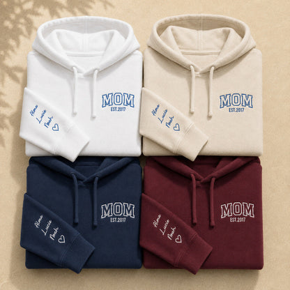 Sweat à capuche personnalisé maman - MOM et prénoms des enfants – vue 2