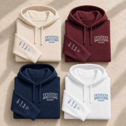 Sweat à capuche personnalisé maman - MOM et prénoms des enfants – vue 3