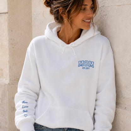 Sweat à capuche personnalisé maman - MOM et prénoms des enfants – vue 7