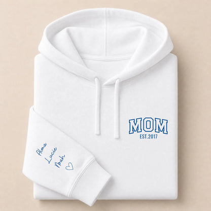 Sweat à capuche personnalisé maman - MOM et prénoms des enfants – vue 8