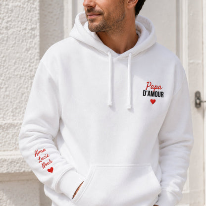 Sweat à capuche personnalisé papa brodé - Papa d'amour – vue 2
