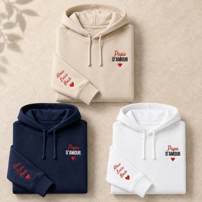 Sweat à capuche personnalisé papa brodé - Papa d'amour – vue 3
