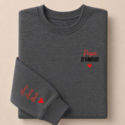 Sweat à capuche personnalisé papa brodé - Papa d'amour – vue 30