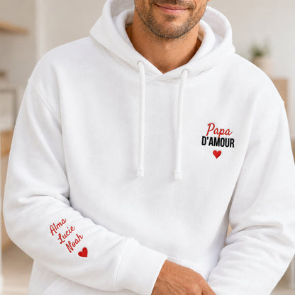 Sweat à capuche personnalisé papa brodé - Papa d'amour – vue 4