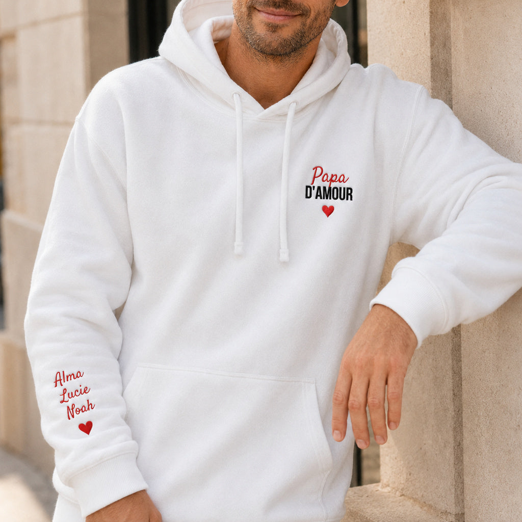 Sweat à capuche personnalisé papa brodé - Papa d'amour – vue 5