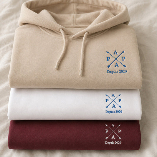 Sweat à capuche personnalisé papa brodé - Papa depuis – vue 2