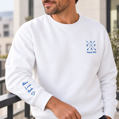 Sweat personnalisé papa Papa depuis blanc porté en extérieur urbain