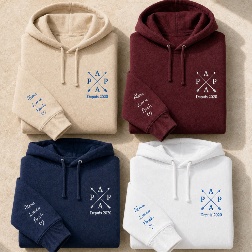 Sweat à capuche personnalisé papa brodé - Papa depuis