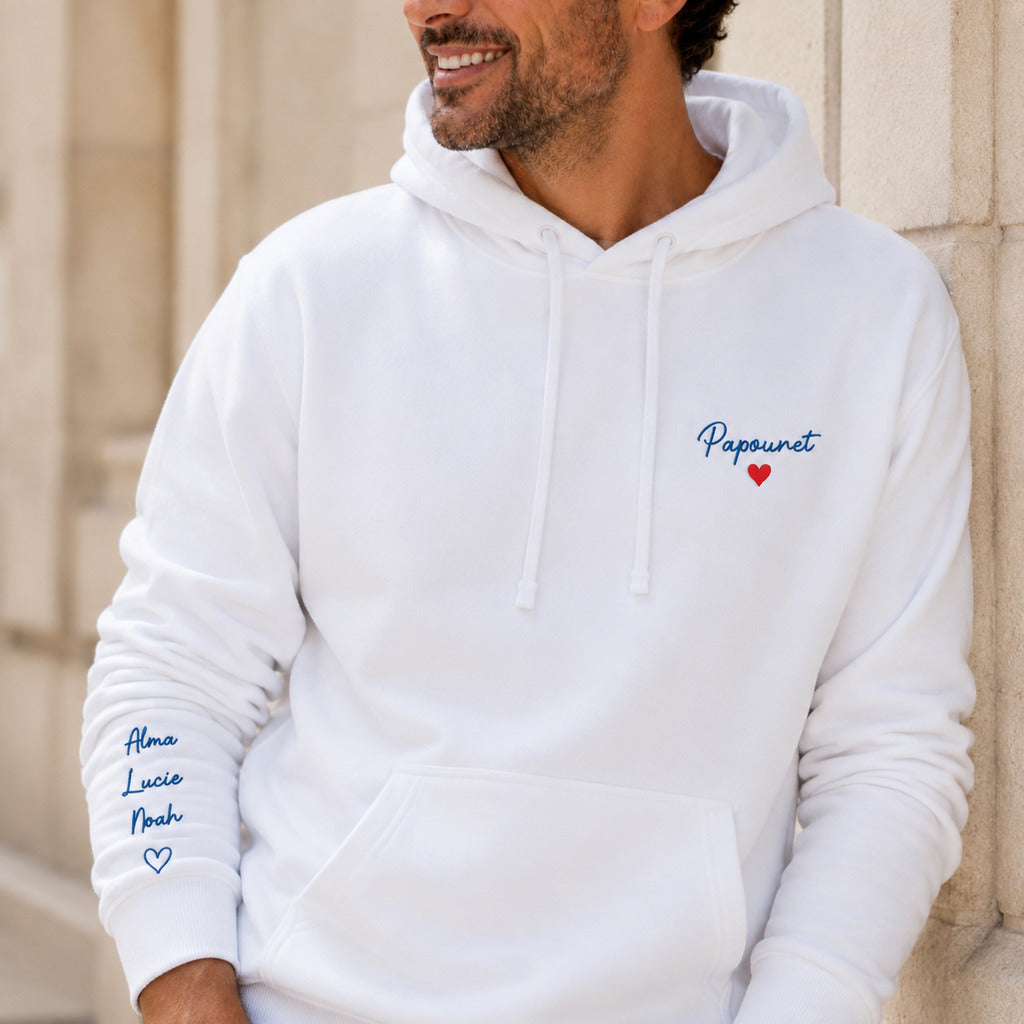 Sweat à capuche personnalisé papa brodé - Papounet – vue 2