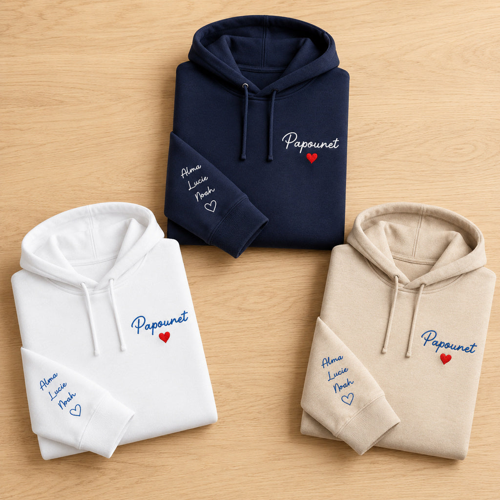 Sweat à capuche personnalisé papa brodé - Papounet – vue 3