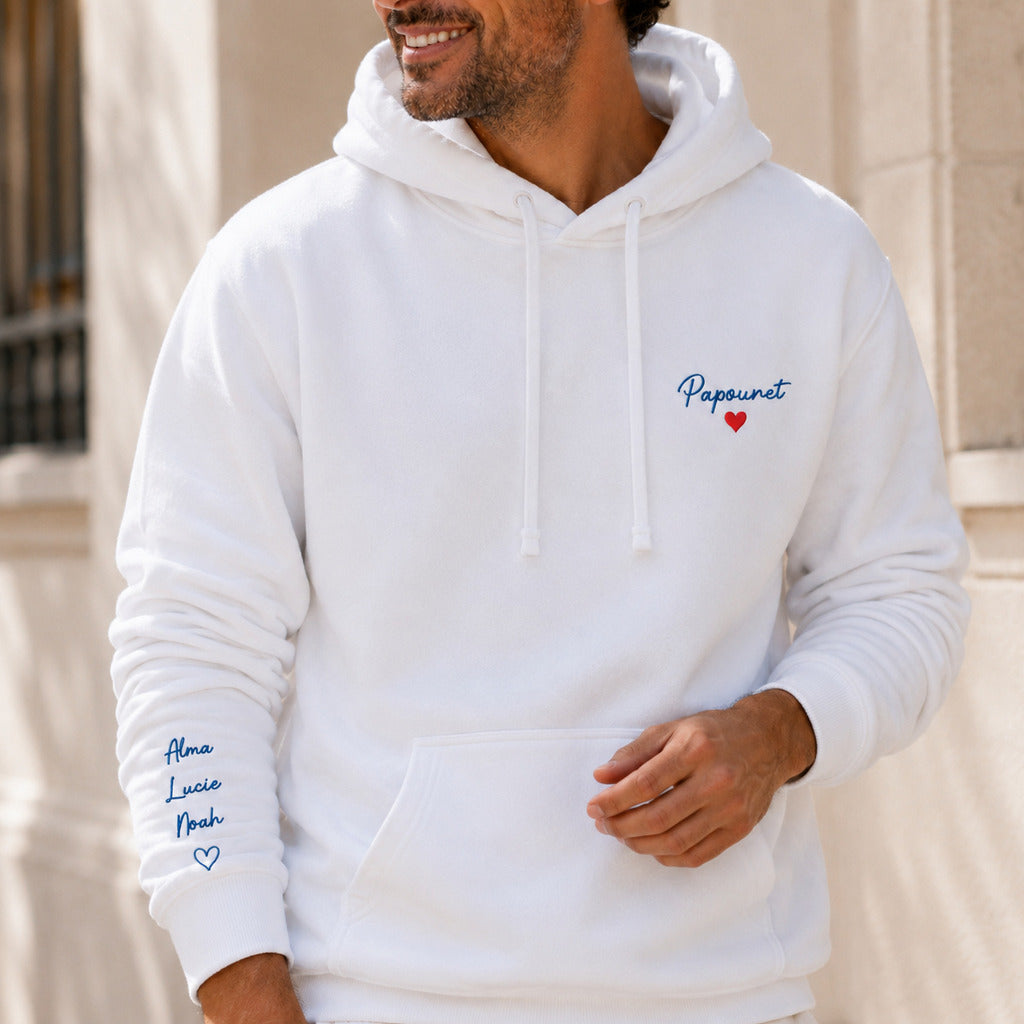Sweat à capuche personnalisé papa brodé - Papounet – vue 5