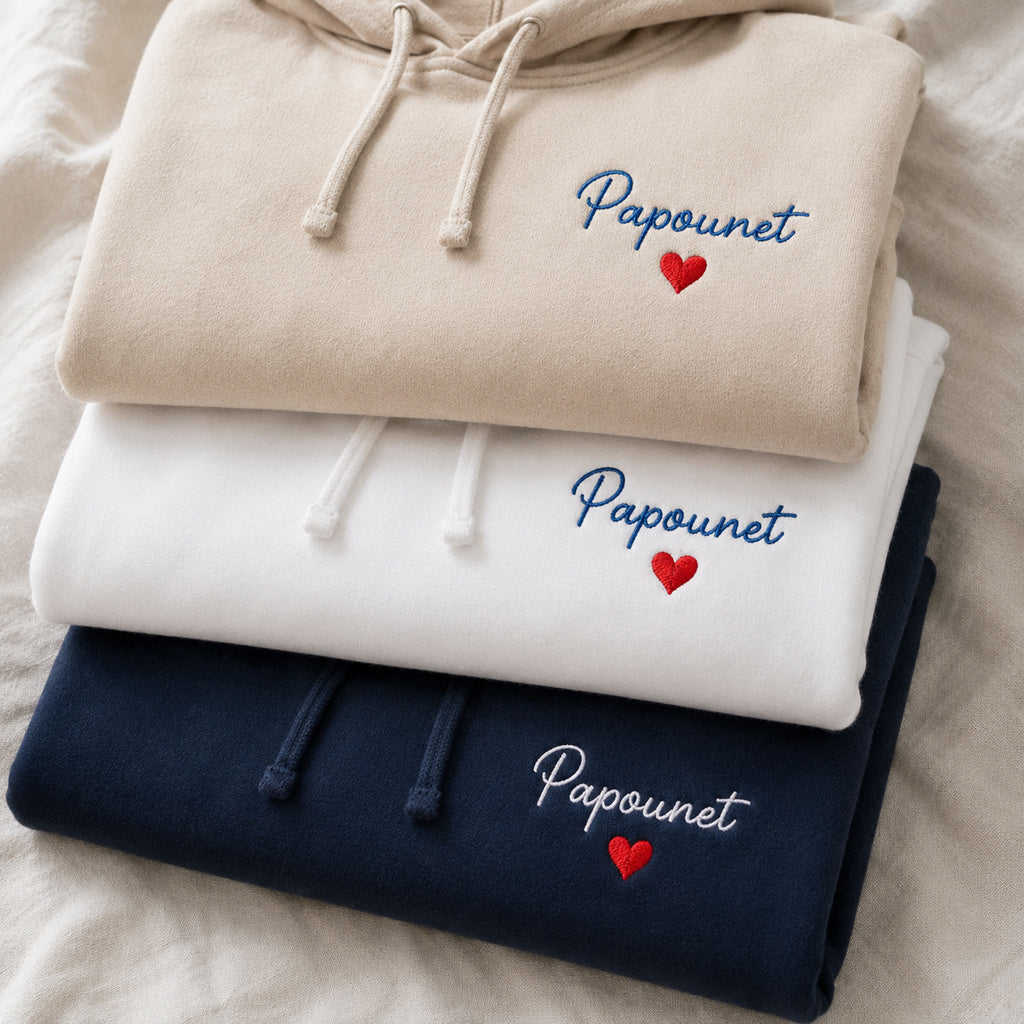 Sweat à capuche personnalisé papa brodé - Papounet