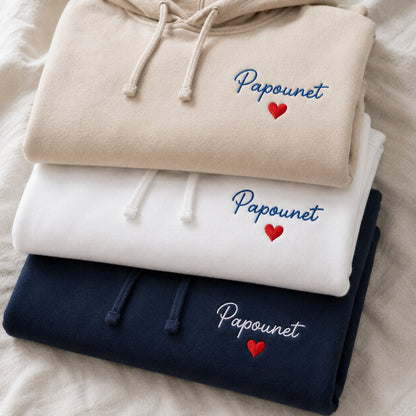 Sweat à capuche personnalisé papa brodé - Papounet