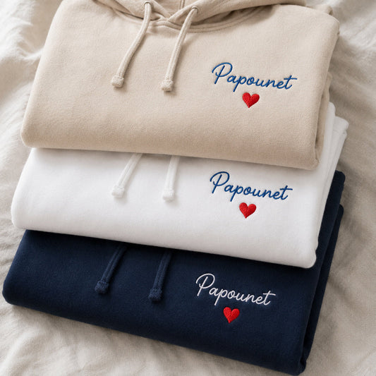 Sweat à capuche personnalisé papa brodé - Papounet