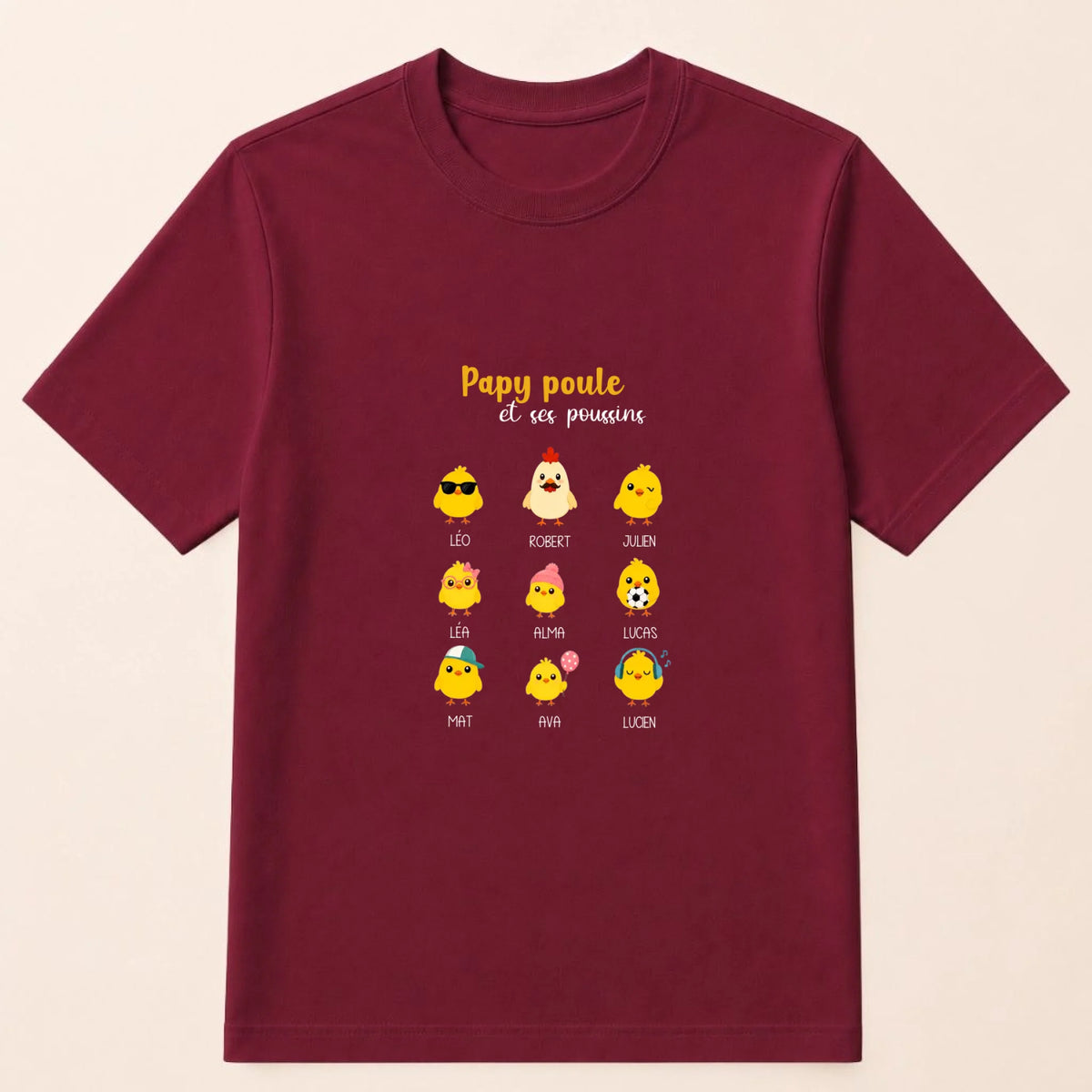 Sweat à capuche personnalisé papy - Papy poule et ses poussins – vue 22