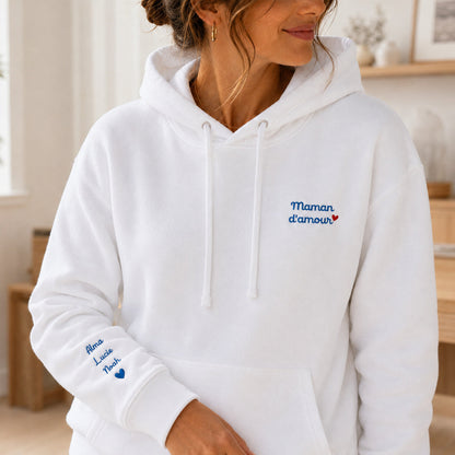 Sweat à capuche personnalisé maman - Maman d'amour – vue 2