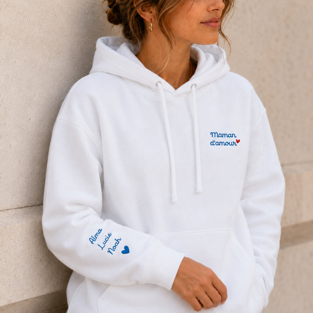 Sweat à capuche personnalisé maman - Maman d'amour – vue 3