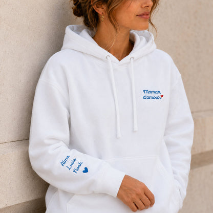 Sweat à capuche personnalisé maman - Maman d'amour – vue 3